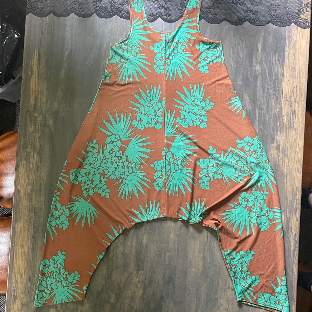 Brown and Green Floral Jumpsuit